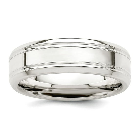 925 Sterling Silver Beveled Edge 6mm Polished Fancy Band Ring Size 7 Ring for Women and Men