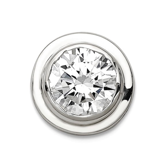 925 Sterling Silver Bezel Polished 6mm Cubic Zirconia Round Slide Pendant Necklace for Women