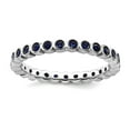 thumbnail image 1 of 925 Sterling Silver Bezel Polished Patterned Stackable Created Sapphire Ring Size 5 Stackable Ring for Women, 1 of 2