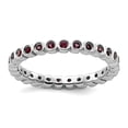 thumbnail image 1 of 925 Sterling Silver Bezel Polished Patterned Stackable Rhodolite Garnet Ring Size 5 Stackable Ring for Women, 1 of 2