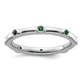 thumbnail image 1 of 925 Sterling Silver Bezel Polished Stackable Created Emerald Ring Size 7 Stackable Ring for Women, 1 of 2