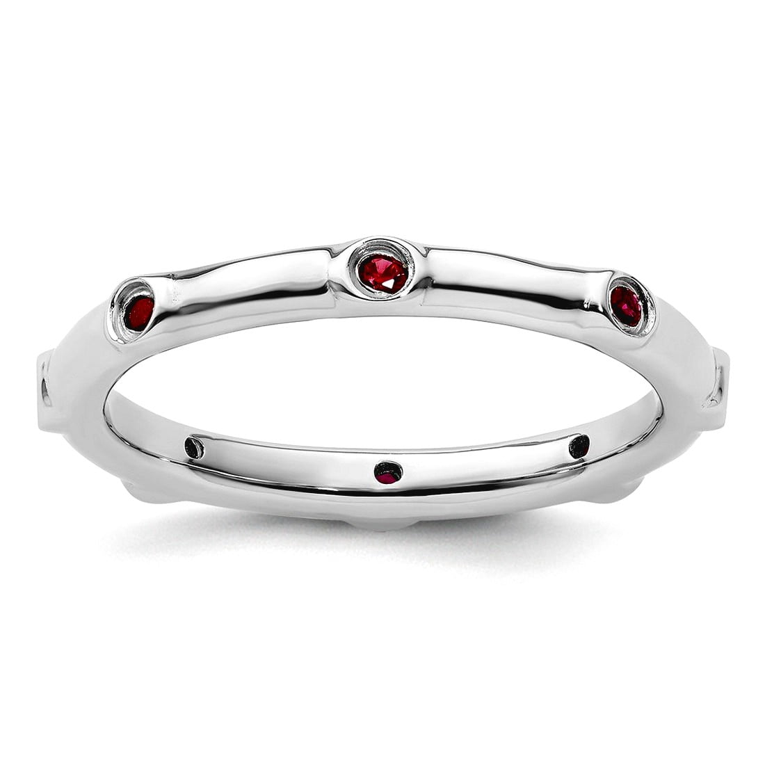 925 Sterling Silver Bezel Polished Stackable Created Ruby Ring Size 5 Stackable Ring for Women