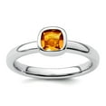 thumbnail image 1 of 925 Sterling Silver Bezel Polished Stackable Cushion Cut Citrine Ring Size 6 Stackable Ring for Women, 1 of 3