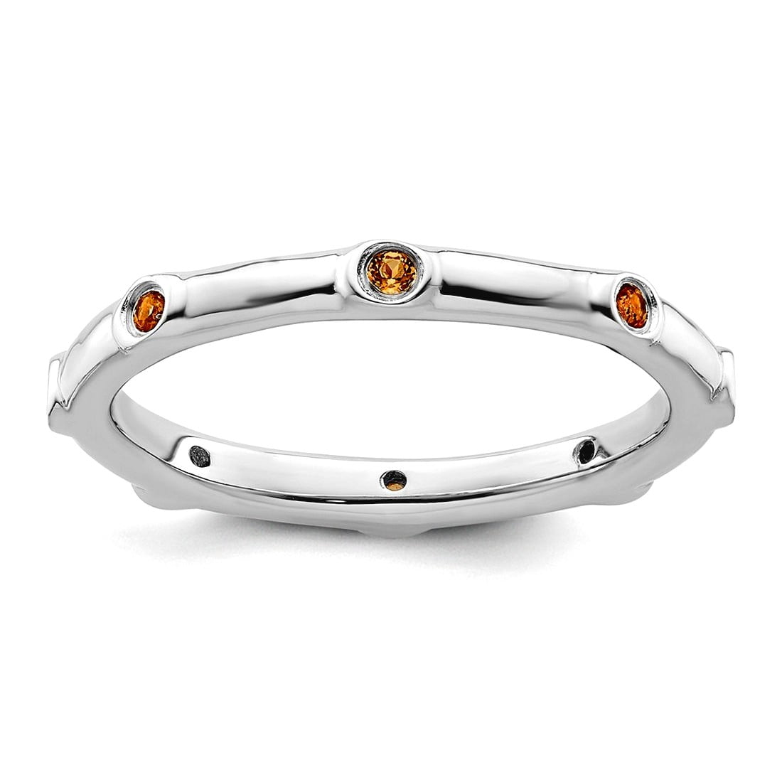 925 Sterling Silver Bezel Polished Stackable Citrine Ring Size 6 Stackable Ring for Women - .12 cwt