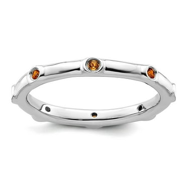 925 Sterling Silver Bezel Polished Stackable Citrine Ring Size 7-Stackable-Ring for Women - .12 cwt