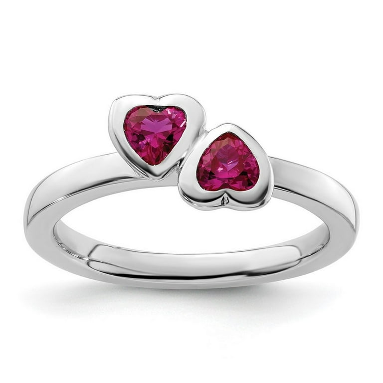Sterling Silver Stackable Expressions Ruby Heart Ring