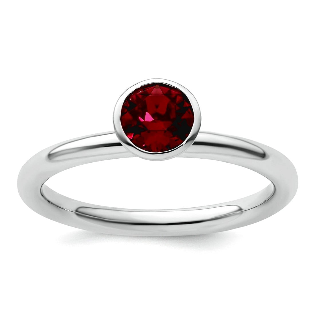 925 Sterling Silver Bezel Polished Stackable High 5mm July Crystal Ring Size 5 Stackable Ring for Women