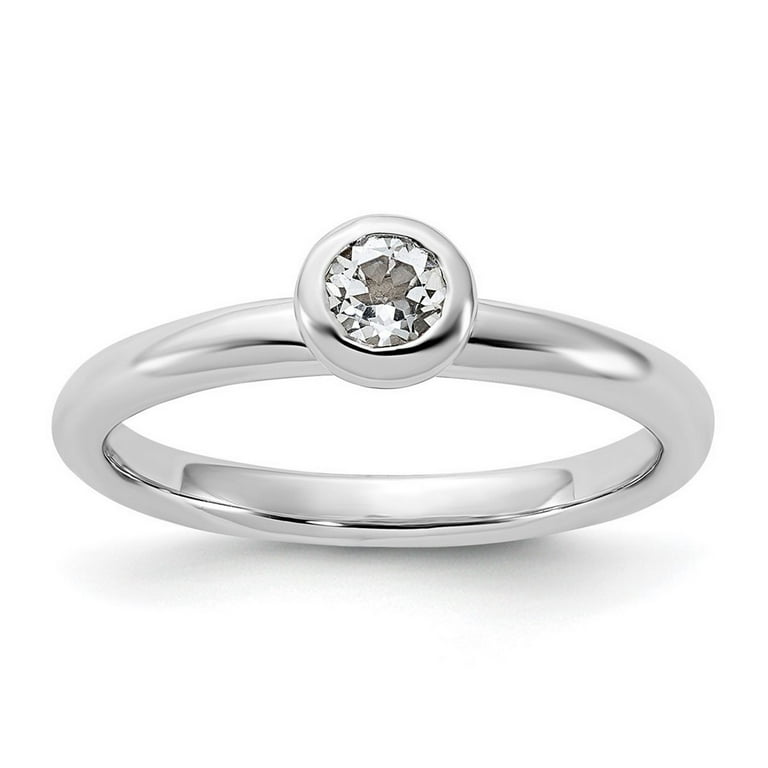 Sterling Silver Stackable Expressions White Topaz Small Bezel Ring Sterling Silver Stackable Expressions White Topaz Small Bezel Ring