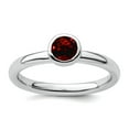 thumbnail image 1 of 925 Sterling Silver Bezel Polished Stackable Low 5mm Round Garnet Ring Size 9 Stackable Ring for Women, 1 of 2