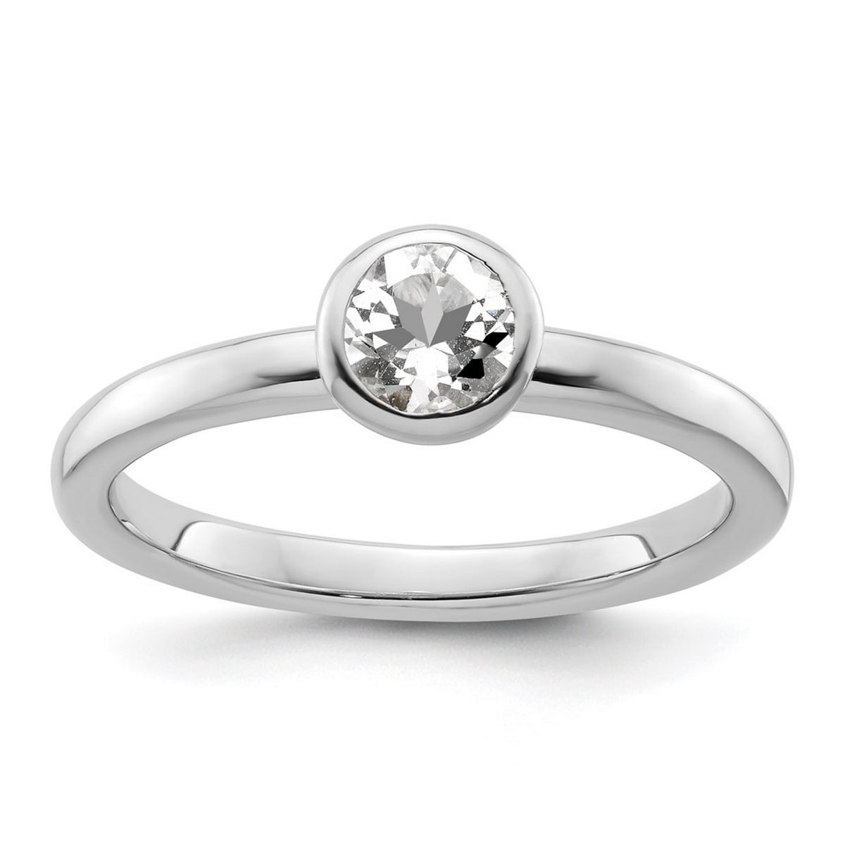 Sterling Silver Stackable Expressions Low 5mm Round White Topaz Ring Sterling Silver Stackable Expressions Low 5mm Round White Topaz Ring