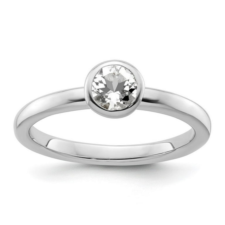 Sterling Silver Stackable Expressions Low 5mm Round White Topaz Ring Sterling Silver Stackable Expressions Low 5mm Round White Topaz Ring