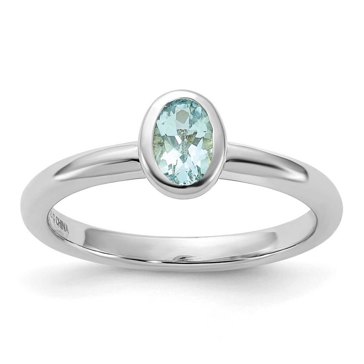 Sterling Silver Stackable Expressions Oval Light Aquamarine Ring Sterling Silver Stackable Expressions Oval Light Aquamarine Ring