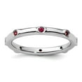 thumbnail image 1 of 925 Sterling Silver Bezel Polished Stackable Rhodolite Garnet Ring Size 8 Stackable Ring for Women, 1 of 2