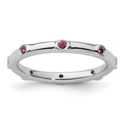 JEWELRYWEB 925 Sterling Silver Bezel Polished Stackable Expressions Rhodolite Garnet Ring Size 9 Jewelry for Women