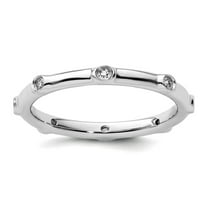 925 Sterling Silver Bezel Polished Stackable White Topaz Ring Size 10 Stackable Ring for Women