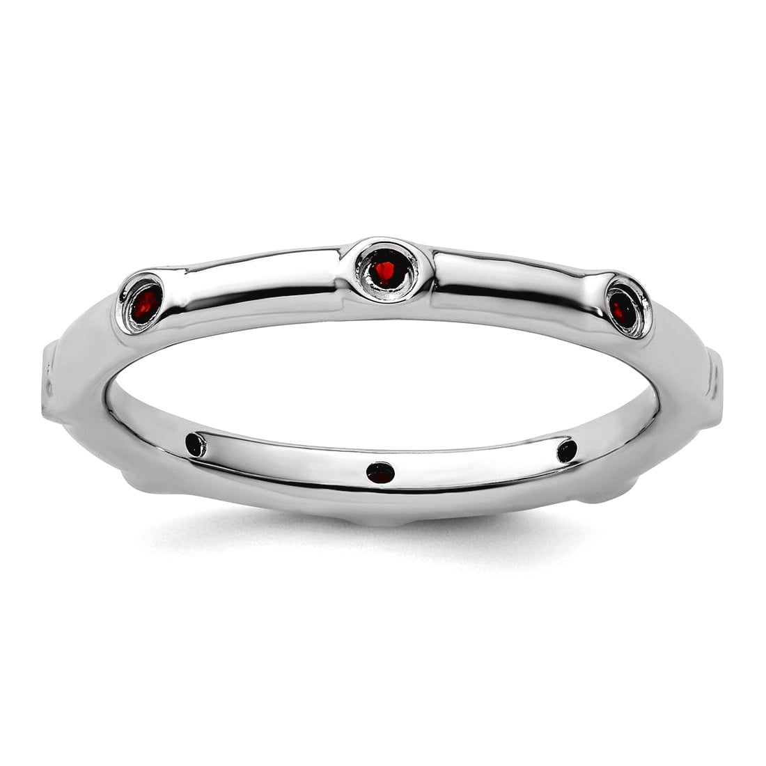 925 Sterling Silver Bezel Polished Stackable Garnet Ring Size 9 Stackable Ring for Women - .18 cwt