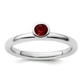 thumbnail image 1 of 925 Sterling Silver Bezel Polished Stackable High 4mm Round Created Ruby Ring Size 8 Stackable Ring for Women, 1 of 2
