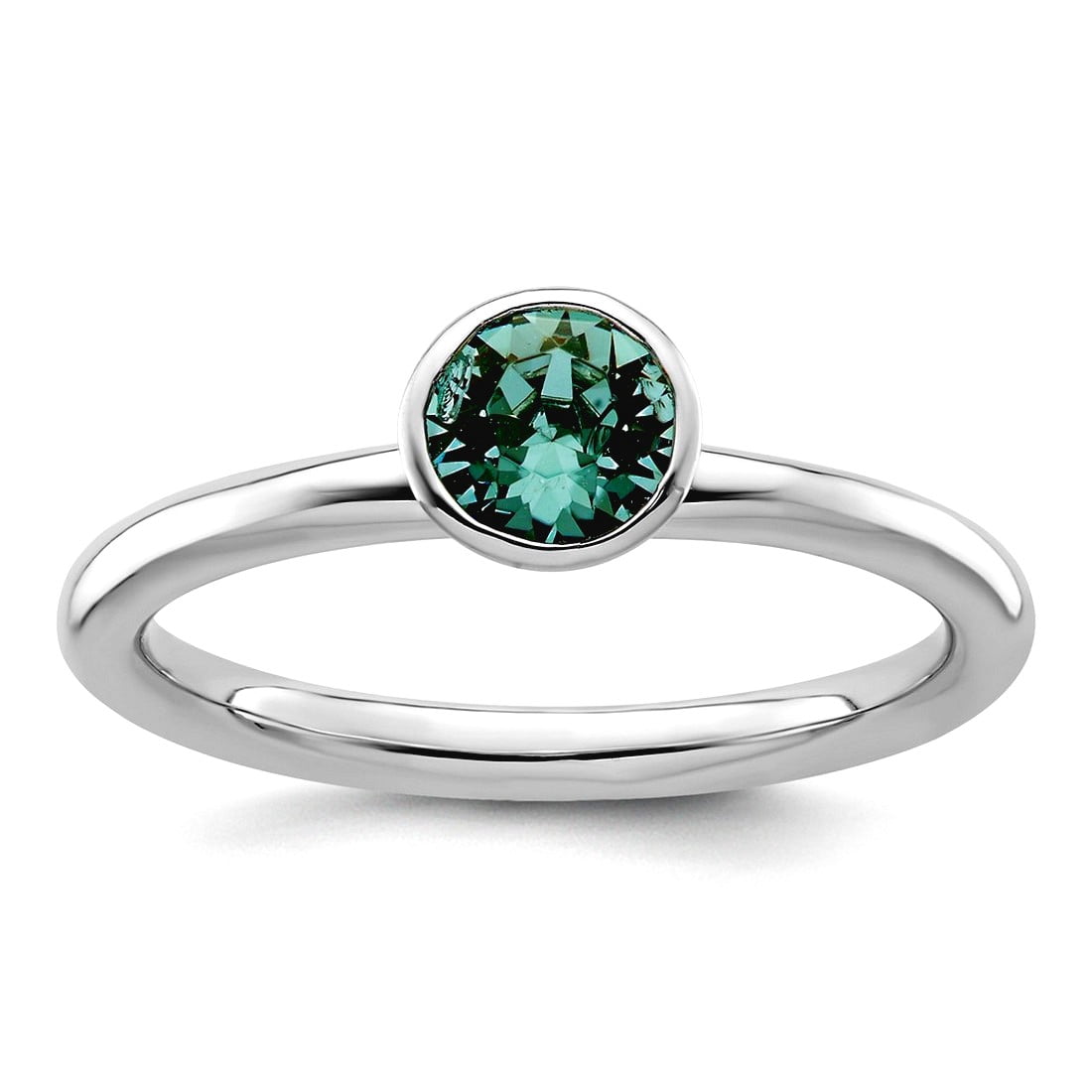 925 Sterling Silver Bezel Polished Stackable High 5mm December Crystal Ring Size 9 Stackable Ring for Women
