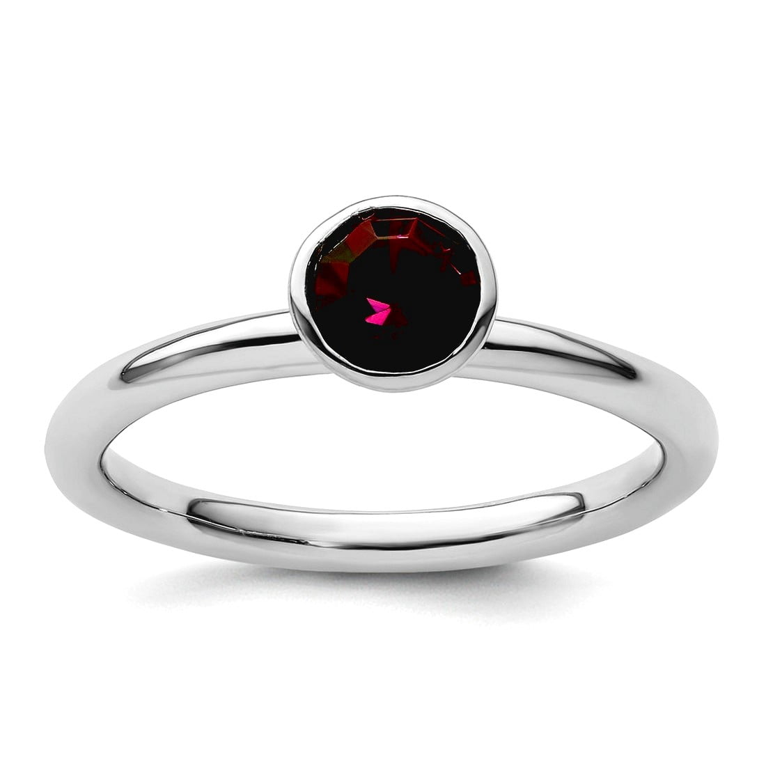 925 Sterling Silver Bezel Polished Stackable High 5mm February Crystal Ring Size 7 Stackable Ring for Women