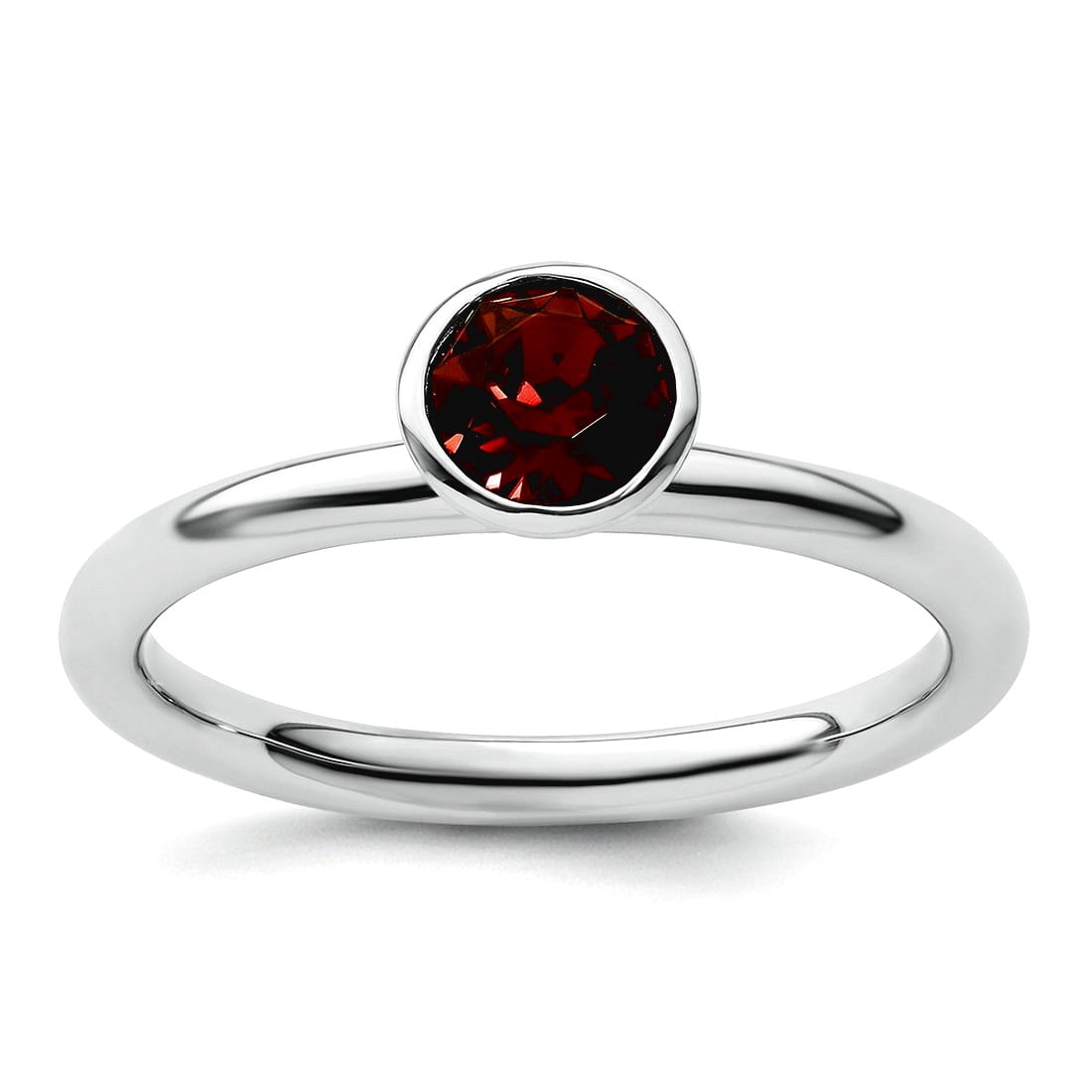 925 Sterling Silver Bezel Polished Stackable High 5mm June Crystal Ring Size 5 Stackable Ring for Women