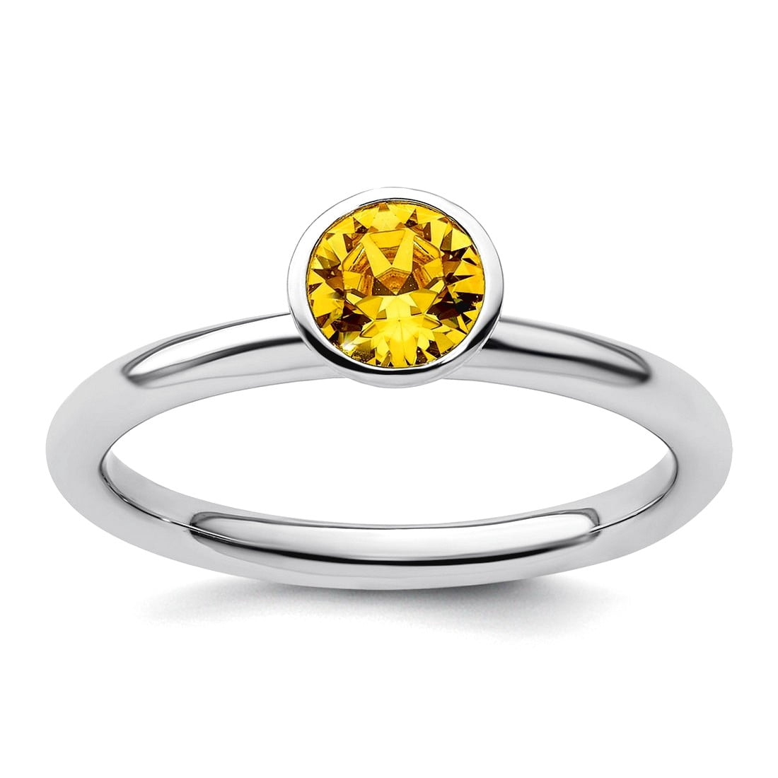 925 Sterling Silver Bezel Polished Stackable High 5mm November Crystal Ring Size 10 Stackable Ring for Women