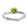 thumbnail image 1 of 925 Sterling Silver Bezel Polished Stackable Low 5mm Round Peridot Ring Size 5 Stackable Ring for Women, 1 of 2