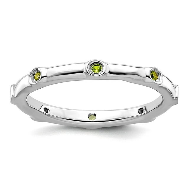 925 Sterling Silver Bezel Polished Stackable Peridot Ring Size 10-Stackable-Ring for Women - .15 cwt