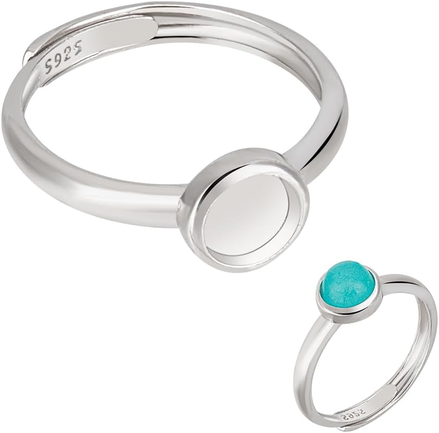 925 Sterling Silver Bezel Ring Blanks 6mm Round Ring Bases Ring