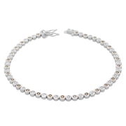 925 Sterling Silver Bezel-Set Round Multicolor CZ Classic Tennis Bracelet