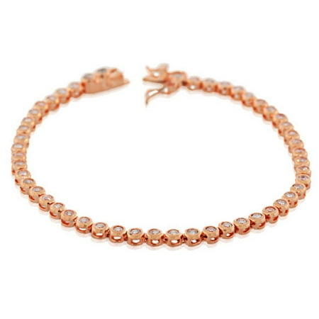 925 Sterling Silver Bezel-Set White CZ Womens Tennis Bracelet