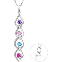 925 Sterling Silver Birthstone Necklace for Mothers with 1-6 Names Personalized Mother Necklace for Women Custom Family Necklace for Mom Grandma