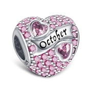 NINGAN Heart Bead Silver Bracelet Charms, Forever & Always, 925 Sterling