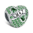thumbnail image 1 of 925 Sterling Silver Birthstone Paved Charms for Charm Bracelets & Necklaces Heart Bead Charms, 1 of 6