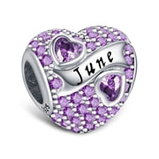 NINGAN Heart Silver Bracelet Charms, 925 Sterling Silver-Plated
