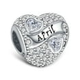 thumbnail image 1 of 925 Sterling Silver Birthstone Paved Charms for Charm Bracelets & Necklaces Heart Bead Charms, 1 of 6