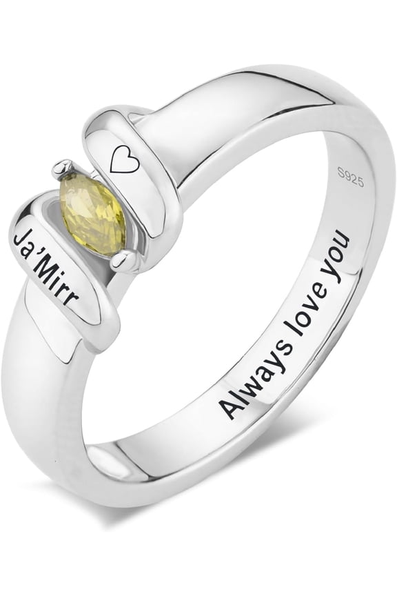 925 Sterling Silver Birthstones Mothers Rings with 1-6 Names Personalized Birthstones Ring for Mother Custom Family Names Ring for Women Mother Grandmother