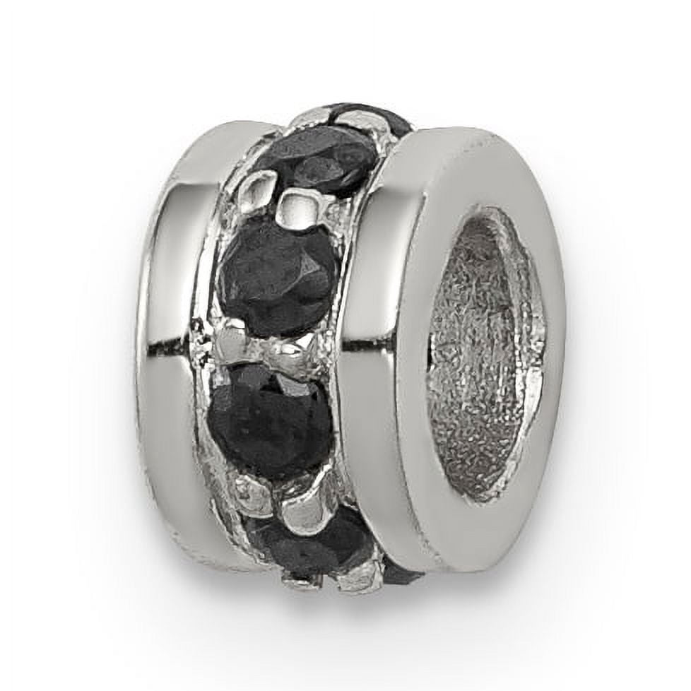 Bead Enhancer 925 Sterling Silver Black Cubic Zirconia Spacer Enhancer Beads ...