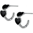 thumbnail image 1 of 925 Sterling Silver Black Heart Hoop Earrings for Women Teens Heart Huggie Earrings Hoop, 1 of 14