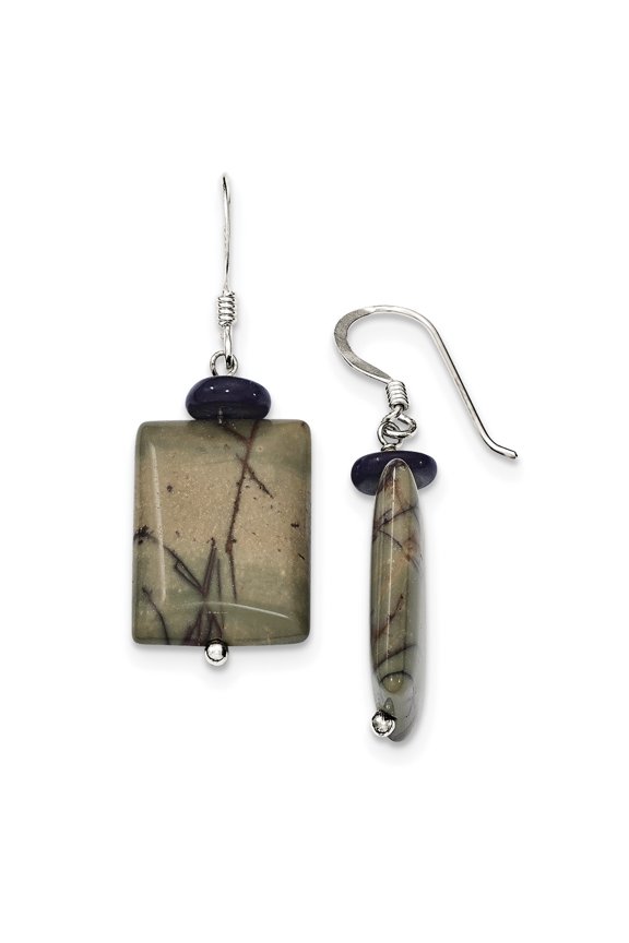 925 Sterling Silver Black Mother of Pearl & Picasso Jasper Earrings