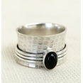 925 Sterling Silver Black Onyx Spinner Ring, Handmade Oval Cut Gemstone ...