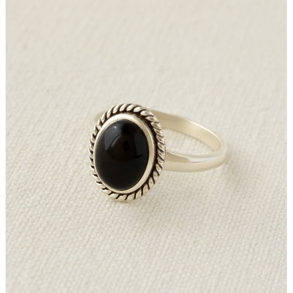925 Sterling Silver Black Onyx Statement Ring, Handmade Oval Cut Gemstone Ring
