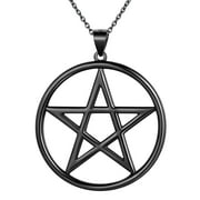 925 Sterling Silver Black Pentagram Star Pendant Necklace Women Men Wicca Pagan Jewelry Aurora Tears