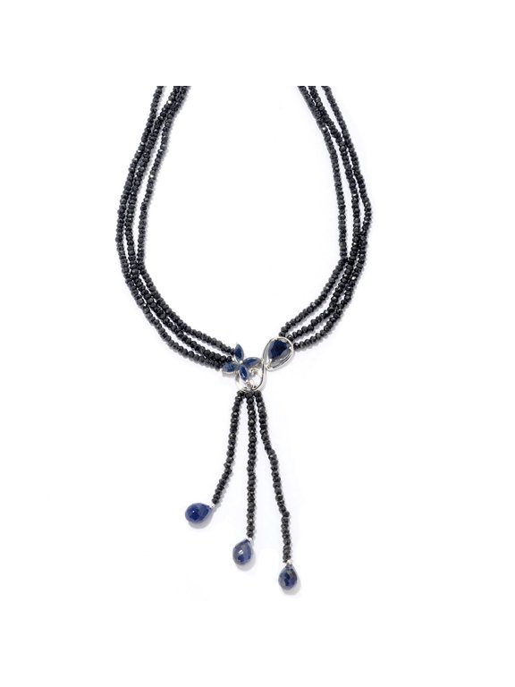 925 Sterling Silver Black Spinel Beads Necklace