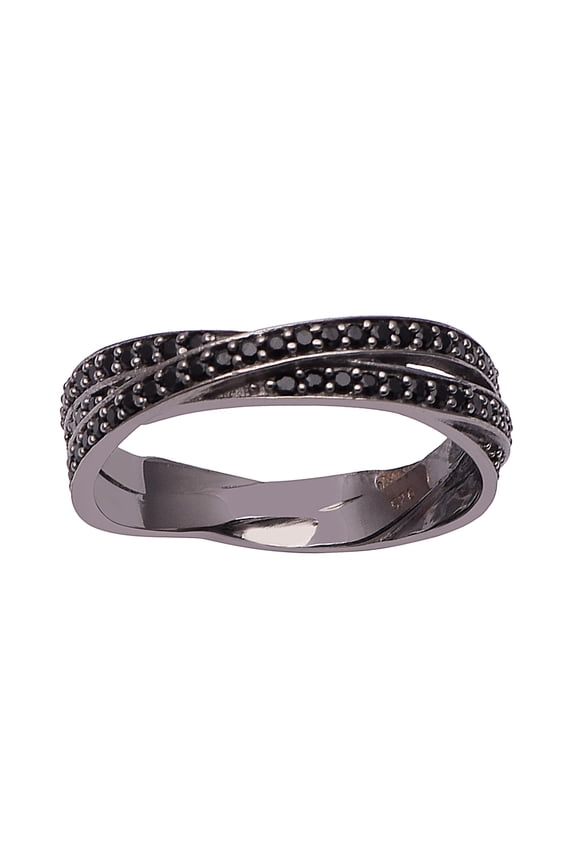 925 Sterling Silver Black Spinel Gemstone Round Stackable Mother's Day Gift Ring