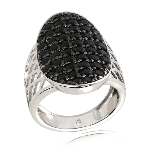 925 Sterling Silver Black Spinel Ring
