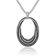 thumbnail image 1 of 925 Sterling Silver Black White Cubic Zirconia CZ Oval Necklace Chain Pendant Charm, 1 of 8