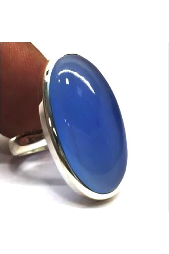 925 Sterling Silver Blue Chalcedony Ring