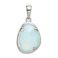 thumbnail image 1 of 925 Sterling Silver Blue Chalcedony Stone Pendant Necklace 24.24mm Wide 4.55mm Thick Pendant for Women, 1 of 2