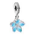 thumbnail image 1 of 925 Sterling Silver Blue Cherry Blossom Dangle Charm for Bracelet Charms Bangle Pendant Jewelry, 1 of 3