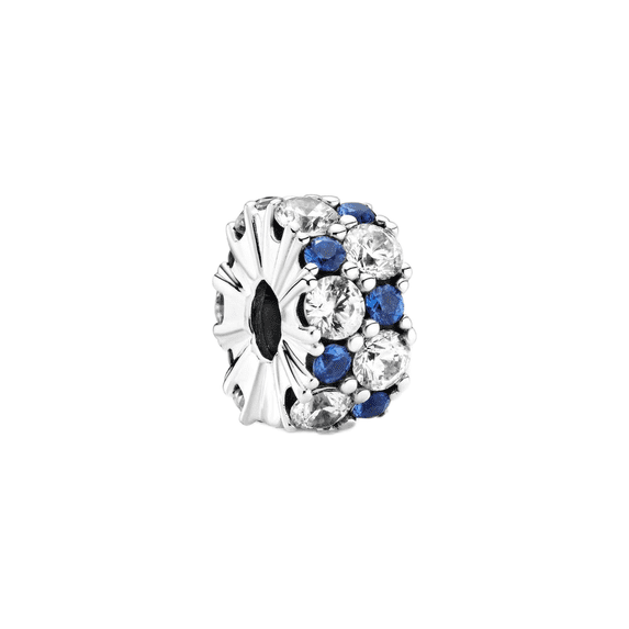 925 Sterling Silver Blue&Clear Cubic Zirconia Clip Charm for Bracelet Charms Bangle Pendant Jewelry